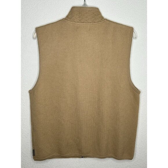 Woolrich Sweater Vest Womens Large Wool Camel Tan Full Zip Mock Neck Classic L - Picture 2 of 10
